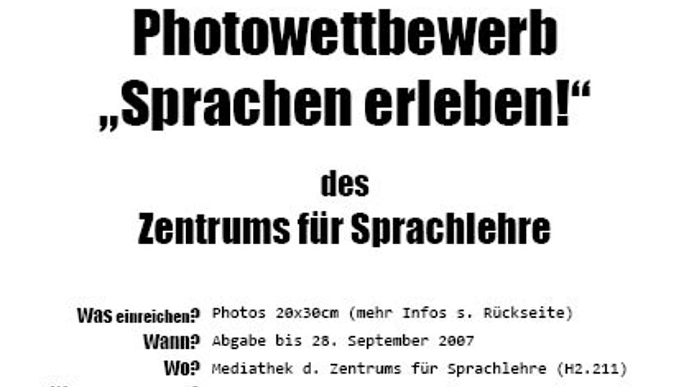 Photowettbewerb des Zentrums fr Sprachlehre